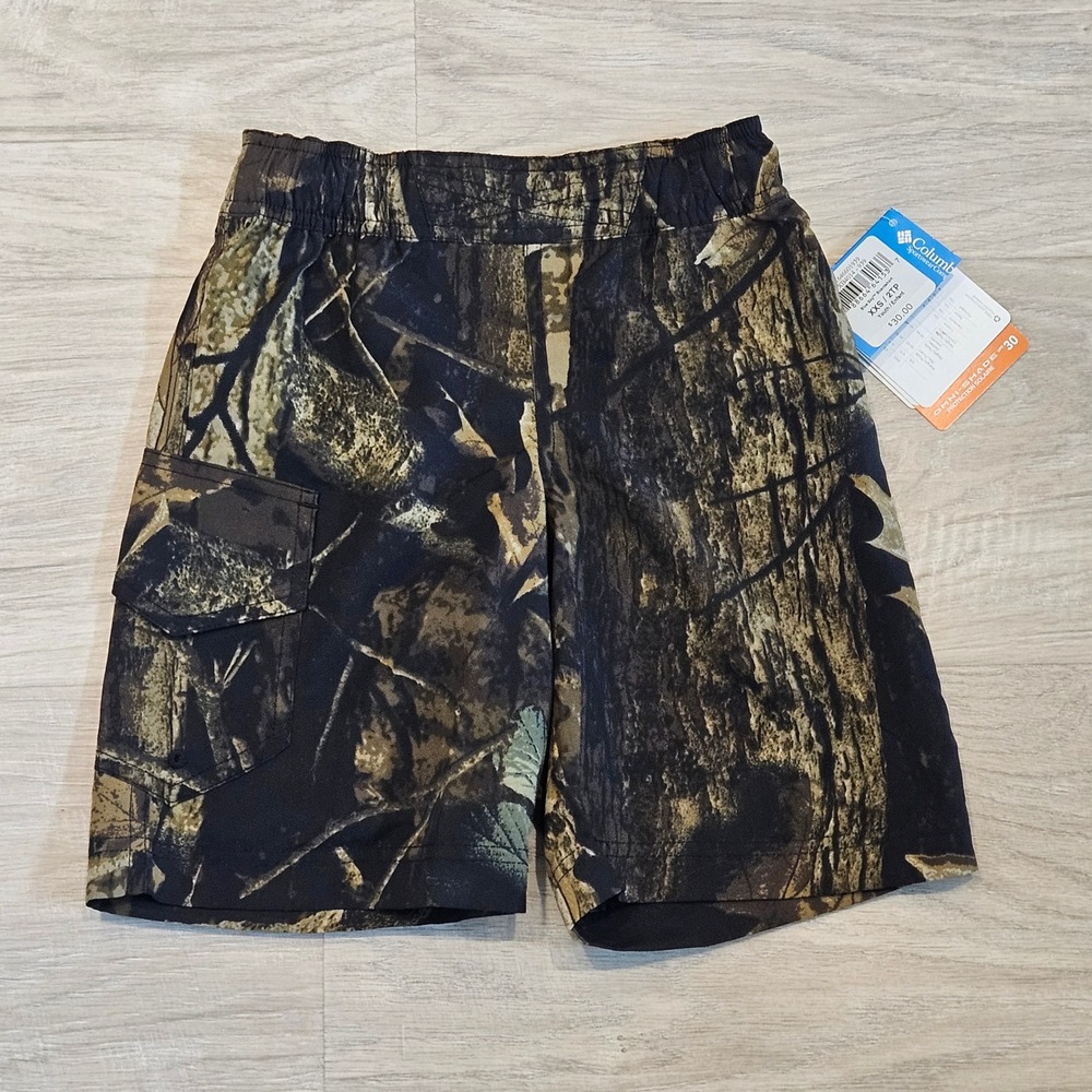 Columbia Blue Sky Boardshorts Kids XXS NEW Camo Omni-Shade Cargo Outdoor Hunting